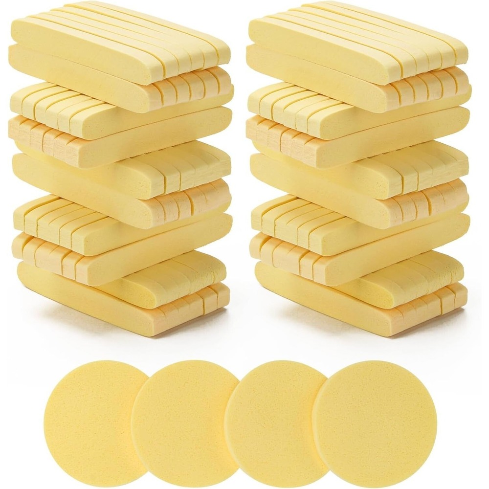240 Pack Compressed Round Makeup Removal Facial Sponges Pads w/ Portable Case